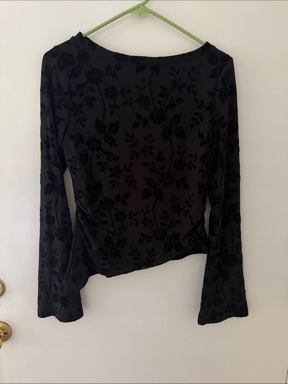 Black Floral Burnout Long Sleeve Top